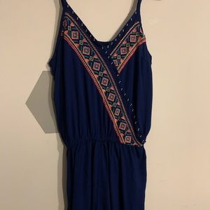Summer blue spaghetti strap shorts romper